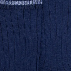 Enfant Doré Doré Chaussettes^Chaussettes pour enfants en fil d'Ecosse uni et côtelé - Bleu Voilier