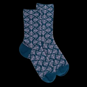 Femme Doré Doré Chaussettes^Chaussettes pour femmes en fil d'Ecosse à motifs d'éventails avec effet scintillant -