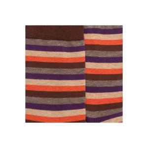 Femme Doré Doré Chaussettes^Chaussettes pour femmes en coton égyptien à rayures égales - Marron cacao