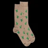 Homme Doré Doré Chaussettes^Chaussettes pour hommes en fil d'Ecosse à motifs de cactus - Beige Sable