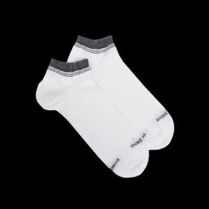 Homme Doré Doré Socquettes^Chaussons en coton uni pour femmes avec bordures contrastées - Blanc & Gris oxford