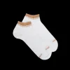 Homme Doré Doré Socquettes^Chaussons en coton uni pour femmes avec bordures contrastées - Blanc & Beige Désert