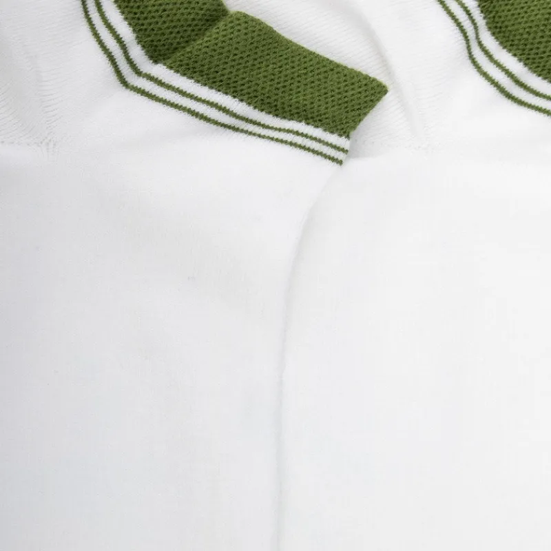 chaussons_en_coton_uni_po_1-4.webp Homme Doré Doré Socquettes^Chaussons en coton uni pour femmes avec bordures contrastées - Blanc & Vert Campagne