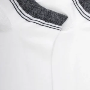 Homme Doré Doré Socquettes^Chaussons en coton uni pour femmes avec bordures contrastées - Blanc & Gris oxford