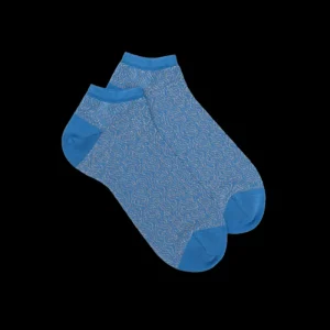 Femme Doré Doré Socquettes^Chaussons pour femmes en fil Ecosse motif dune du désert - Bleu Bassin
