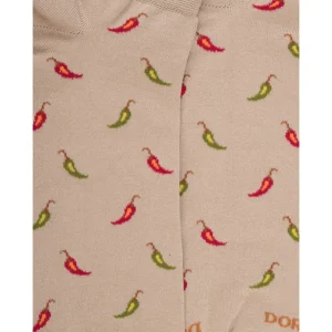 Homme Doré Doré Socquettes^Chaussons pour hommes en fil d'Ecosse à motifs des piments - Beige Grège