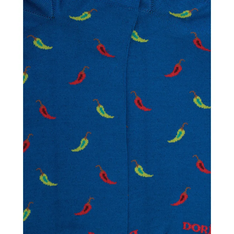 chaussons_pour_hommes_en__1.webp Homme Doré Doré Socquettes^Chaussons pour hommes en fil d'Ecosse à motifs des piments - Bleu Cosmos