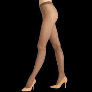 Femme Doré Doré Collants^Collant au motif éventail - Marron 20 deniers