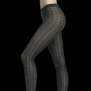 Femme Doré Doré Collants^Collants en coton ajouré avec motifs chevron - Gris