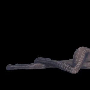 Femme Doré Doré Collants^Collants femme ajourés en coton à motifs rayures verticales - Bleu jean foncé