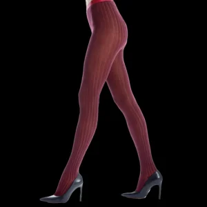 Femme Doré Doré Collants^Collants pour femmes en coton côtelé - Couleur prune