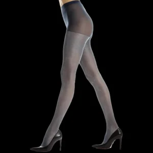 Femme Doré Doré Collants^Collants transparents unis à effet brillant pour femmes - Gris Brouillard & Bleu Port
