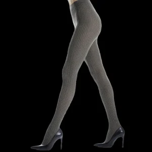 Femme Doré Doré Collants^Collants unis pour femmes avec motifs de tresses verticales - Vert olive