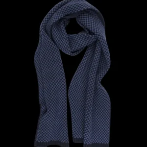 Doré Doré Écharpes^Echarpe 100% laine mérinos à carreaux - Bleu marine