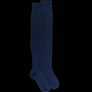 Femme Doré Doré Chaussettes Hautes^Maxi-chaussettes femme en coton doux - marine
