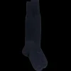 Homme Doré Doré Chaussettes Hautes^Mi bas homme 100% fil d'écosse maille jersey - Bleu foncé