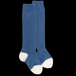 Enfant Doré Doré Chaussettes Hautes^Mi-bas enfant en laine polaire - Bleu saphir & écru