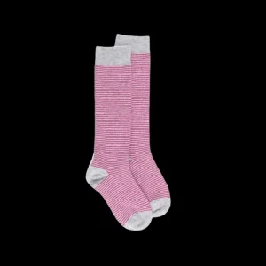 Enfant Doré Doré Chaussettes Hautes^Mi-bas enfant en viscose et angora - Gris et à rayures