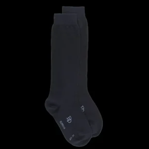 Enfant Doré Doré Chaussettes Hautes^Mi-bas enfant uni en coton égyptien - Bleu marine