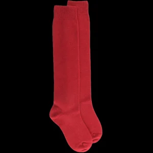 Femme Doré Doré Chaussettes Hautes^Mi-bas femme Douceur en laine et cachemire - Rouge Ponceau