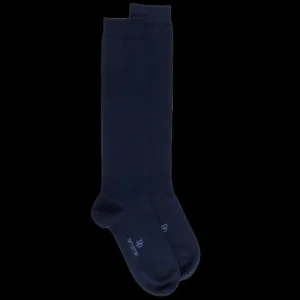 Femme Doré Doré Chaussettes Hautes^Mi-bas femme en coton doux - Bleu marine