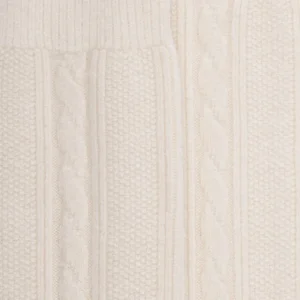 Femme Doré Doré Chaussettes Hautes^Mi-bas femme en laine et cachemire à motif torsadés - Blanc Givre