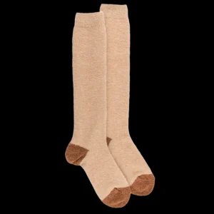 Femme Doré Doré Chaussettes Hautes^Mi-bas femme en laine polaire - Beige Désert & Orange écureuil