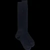 Homme Doré Doré Chaussettes Hautes^Mi-bas homme côtelés 100% fil d'écosse - Bleu marine foncé