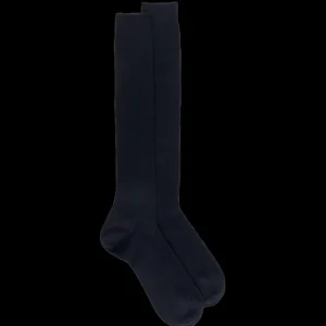 Homme Doré Doré Chaussettes Hautes^Mi-bas homme côtelés 100% fil d'écosse - Bleu marine foncé