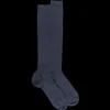 Homme Doré Doré Chaussettes Hautes^Mi-bas homme côtelés en laine mérinos - Bleu corsaire