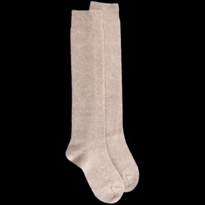 Femme Doré Doré Chaussettes Hautes^Mi-bas homme douceur en laine et cachemire - Beige chrysalide