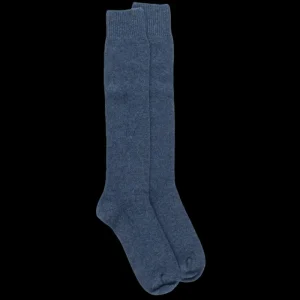 Homme Doré Doré Chaussettes Hautes^Mi-bas homme douceur en laine mérinos et cachemire - Bleu corsaire