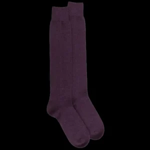 Homme Doré Doré Chaussettes Hautes^Mi-bas homme douceur en laine et cachemire - Violet mûrier