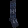 Homme Doré Doré Chaussettes Hautes^Mi-bas homme en laine mérinos et motifs jacquard - Bleu