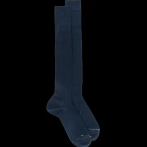 Homme Doré Doré Chaussettes Hautes^Mi-bas homme luxe 100% fil d'Ecosse extra fin - Bleu marine