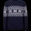Doré Doré Pullover^Pull à col rond en laine à motif de Noël - Bleu marine