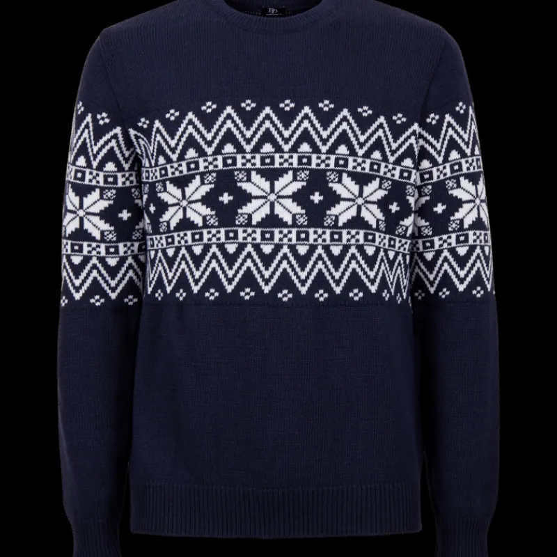 pull__col_rond_en_laine___0.webp Doré Doré Pullover^Pull à col rond en laine à motif de Noël - Bleu marine