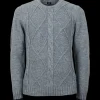 Doré Doré Pullover^Pull à col rond en laine et alpaga avec tresses tricotées - Gris oxford & Noir
