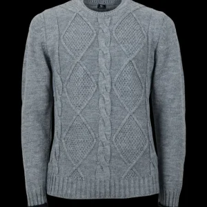 Doré Doré Pullover^Pull à col rond en laine et alpaga avec tresses tricotées - Gris oxford & Noir