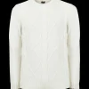 Doré Doré Pullover^Pull à col rond en laine et alpaga avec tresses tricotées - Ecru & Blanc grive
