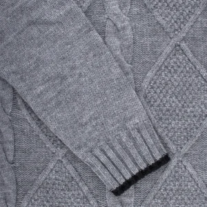 Doré Doré Pullover^Pull à col rond en laine et alpaga avec tresses tricotées - Gris oxford & Noir