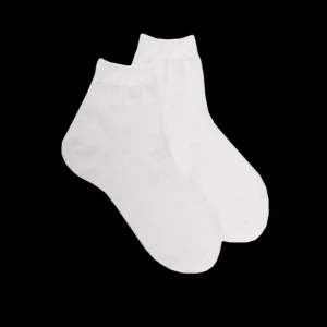 Femme Doré Doré Socquettes^Socquette en fil d'Ecosse pour femmes, de couleur unie, avec un travail de transparence -