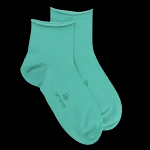 Femme Doré Doré Socquettes^Socquettes avec bord roulé en coton égyptien -