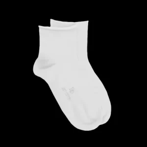 Femme Doré Doré Socquettes^Socquettes avec bord roulé en coton égyptien - Blanc