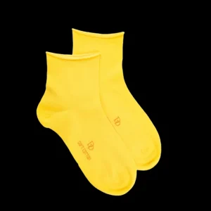 Femme Doré Doré Socquettes^Socquettes avec bord roulé en coton égyptien -