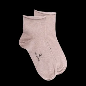 Femme Doré Doré Socquettes^Socquettes avec bord roulé en coton égyptien - Beige