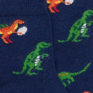 Enfant Doré Doré Socquettes^Socquettes courtes pour enfants en fil d'Ecosse à motifs de dinosaures - Bleu Voilier