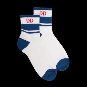 Homme Doré Doré Socquettes^Socquettes en coton éponge uni pour hommes, avec rayures et logo contrasté -