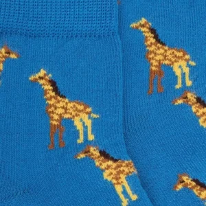 Enfant Doré Doré Socquettes^Socquettes enfant en coton à motifs girafes - Bleu Bassin