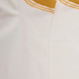 Homme Doré Doré Socquettes^Socquettes homme et fines en coton égyptien avec rayures sur bord - Blanc Givre & Jaune moutarde